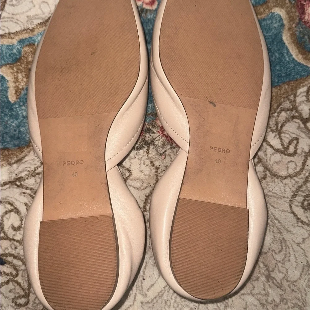 Italian maid, leather flats buy PEDRO Women's Cream Flats with Gold Accent